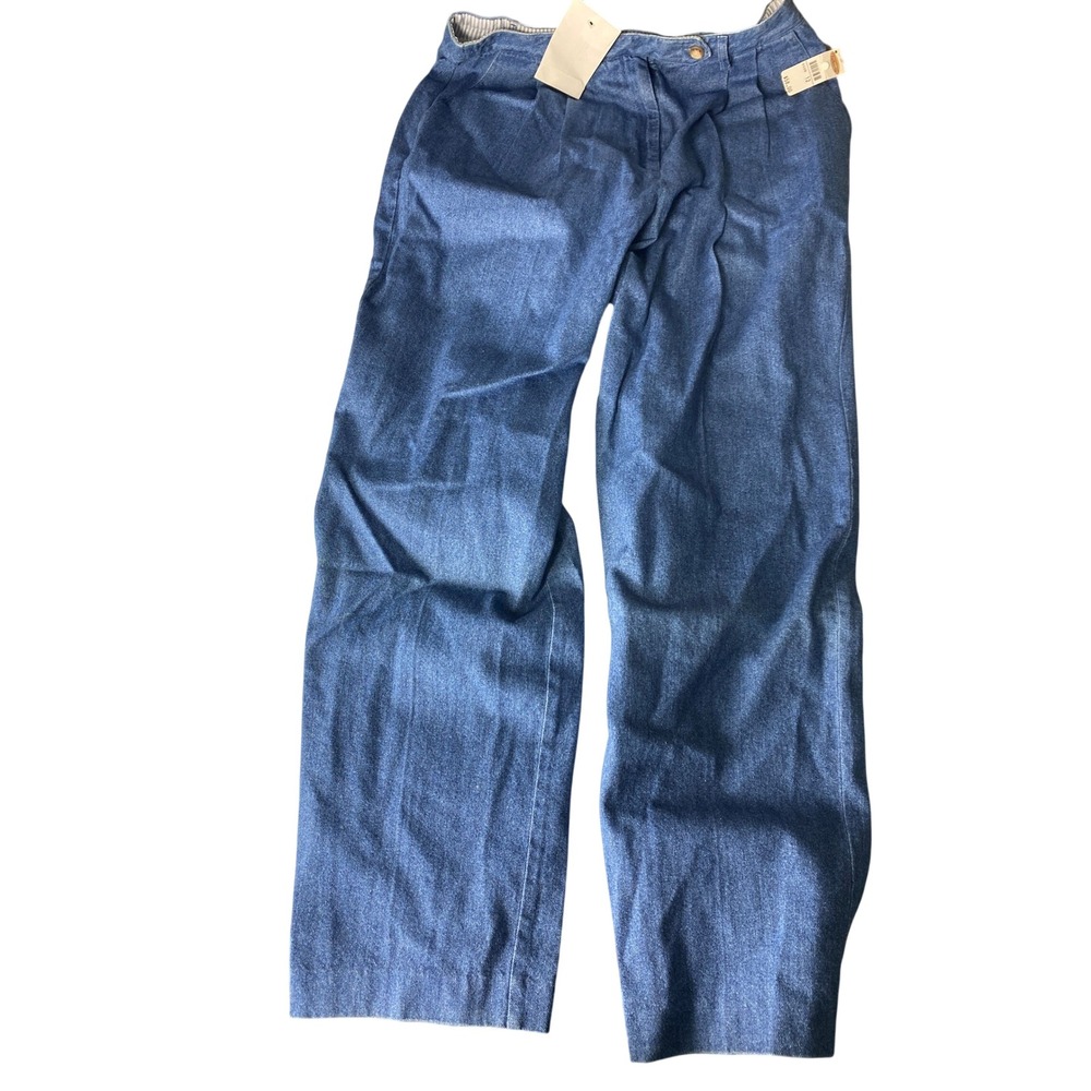 Talbots Women's Denim Trousers Size 12 Pleated Front Blue NWT